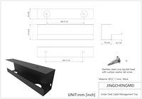 Lot de 2 plateaux de gestion de câbles noirs sous le bureau sans perçage 2x15.7 pouces organisateur de cordons en fil d'acier Lot de 2 chemins de câbles noirs