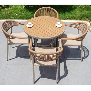 Venta al por mayor de aleación de aluminio muebles de jardín al aire libre mesa y sillas conjuntos <span class=keywords><strong>Patio</strong></span> cuerda sillas tejidas restaurante <span class=keywords><strong>sillones</strong></span> redondos - Product Image 4