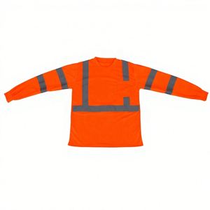 Camiseta de Seguridad de Alta Visibilidad, 100% Poliéster, Color Naranja Fluorescente, Manga Larga, ANSI CLASE 2, Transpirable, con Cinta Reflectante y Ventilaciones Laterales - Product Image 1
