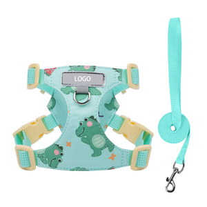 Cute Cartoon Printed Mesh Dog <b>Harness</b> Leash Set Breathable <b>No</b>‑Pull Adjustable Pet Vest For Small Puppy Multiple Patterns - Product Image 3