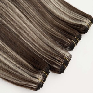 Wholesale Virgin Hair Manufacturers <b>Cheap</b> Natural Straight Blackdark Brownlight Brown Thick Machine Weft Hair <b>Extension</b> - Product Image 6