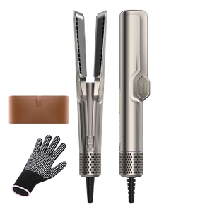 Plancha plana de cerámica iónica 2 en 1 más vendida, alisador de pelo húmedo y seco de flujo de aire 360 con peine de peinado, fuente eléctrica - Product Image 1