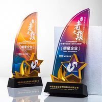 Trophée en cristal personnalisé avec logo, trophée en verre créatif, plaque de trophée en cristal avec impression couleur, trophée en cristal coloré vierge