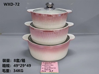 Ensemble de marmites à soupe en céramique plaquée colorée de luxe avec couvercle en verre et double anse gravée