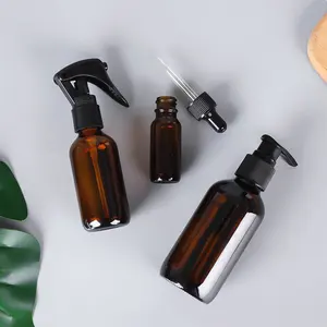 Large volume brown cosmetic packaging 120ml 240ml 480ml essential oil amber shampoo nail polish storage glass bottle