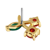 Boucles d'oreilles en or massif 14k, bijoux de nez, mode Daith, sans fil, cerise, Piercing fin du corps