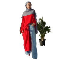 Robes élégantes unies à col rond et manches longues pour femmes musulmanes, chemises longues modestes, hauts asymétriques, vêtements islamiques – Vente en gros