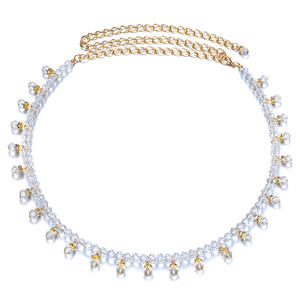 Ceintures en métal tendance pour dames à la mode Chaînes de taille colorées décorées avec un design carré en diamant et en strass - Product Image 1