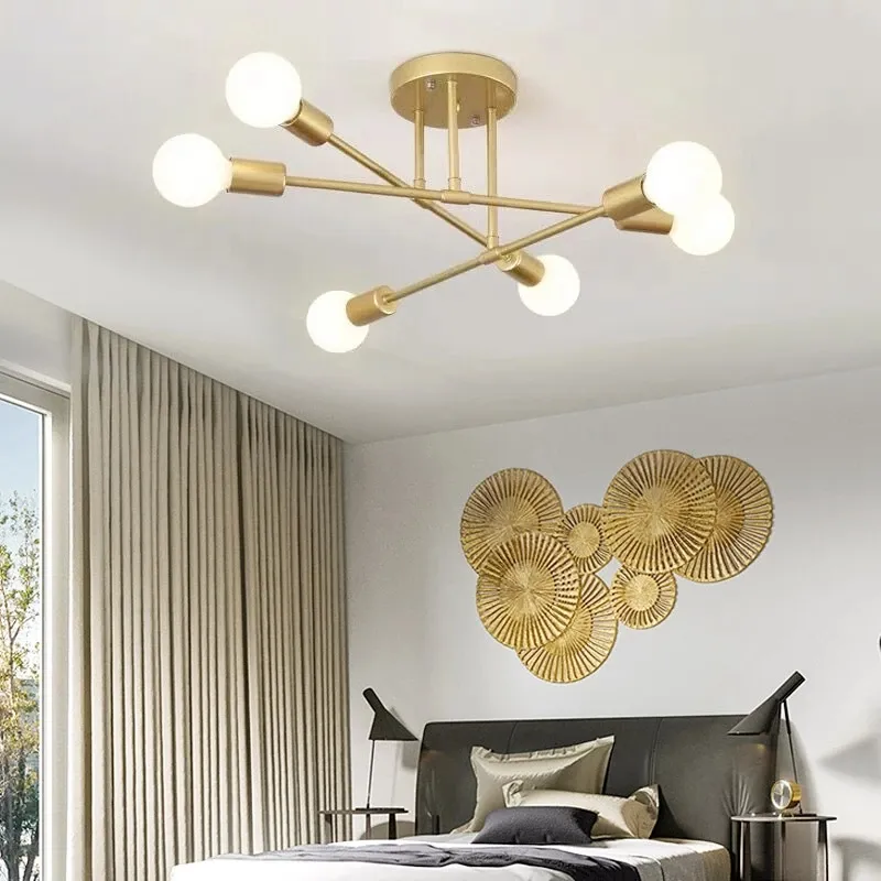 Modern Creative Lighting Warm And Romantic Golden Bedroom Modern Minimalist Personality Living Room Dining Room Ceiling Lamp E27