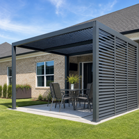 Pergola en aluminium robuste à toit motorisé à lames orientables, bioclimatique, imperméable, pour patio, cour arrière, terrasse