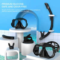 Masque de plongée sous-marine professionnel ensemble de tuba vente chaude lunettes sous-marines avec des lentilles en verre étanches et anti-buée