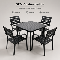 Ensemble table et chaises contemporain pour chambre et extérieur, en plaque de fer avec revêtement triple couche par électrophorèse
