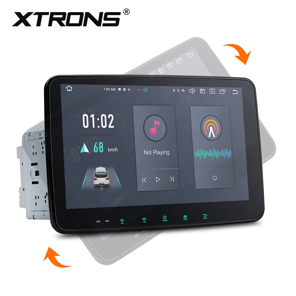 Xtrons 10.1 "Tesla Stijl 8Core Android 13 Draaibaar Qled Scherm Autoradio 4 64Gb 4G Lte Zwaartekracht Sensor 2din Universele Hoofdeenheid