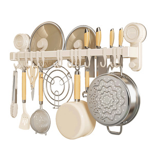 Kitchen Suction Cup <b>Hook</b> Rack Wall Mounted Utensil Organizer Multi Function Storage For Spoon Spatula Pot Lid 8-9.9in Height - Product Image 4