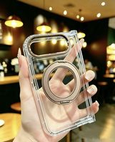 Casing Ponsel Lipat 2in1 Transparan untuk 18, Bahan TPU+PC, Anti Benturan, Pelindung, Engsel Logam, Desain Tipis Polos