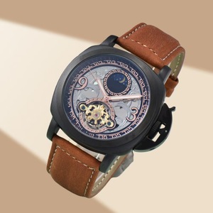 Montre mécanique pour homme, boîtier carré de 30 mm, cadran saphir, bracelet en cuir, automatique, résistante à l'eau 10 m, style business tendance - Product Image 1