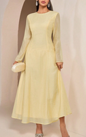 Robe musulmane YKD128 jaune rose, légère, douce et confortable, design traditionnel innovant, look décontracté, robe musulmane pour femmes, islamique
