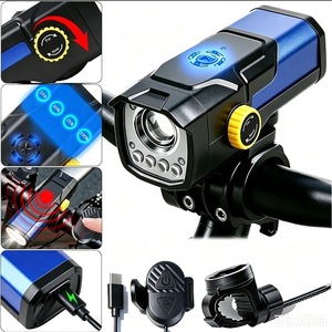 Luz Delantera para Bicicleta con Bocina, Zoom Giratorio LED, USB-C, IP45, Seguridad para Ciclismo al Aire Libre - Product Image 1
