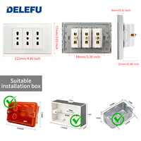 DELEFU İtalyan Standart Cam Duvar Prizi USB-A ve Tip-C 20W Hızlı Şarjlı Modüler Anahtarlı Priz