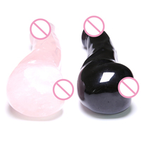 Dildos de Obsidiana Negra Natural al por Mayor, Cristales Curativos con Forma de Genitales para Mujeres