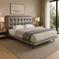 Lit rembourré moderne et confortable pour chambre à coucher, en cuir pleine fleur de luxe, mousse haute densité, fabrication OEM ODM directe usine