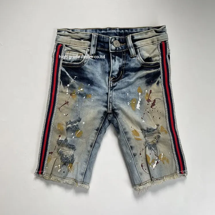 Zhuoyang garment HG Summer Casual Jean Shorts For Boys Loose Straight Leg Cropped Jean Shorts For Boys