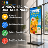 Monitor LCD Alihh 2500nits Kecerahan Tinggi untuk Dalam Ruangan, Layar Digital Android untuk Jendela, Layar Iklan Toko untuk Tampilan Komersial