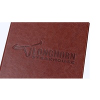 Menu de restaurant de haute qualité personnalisable en cuir PU A4, couverture plate, 4 pages, multicolores, marque Yimi, modèle pour hôtels
