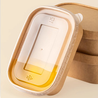 Contenitori per Alimenti Biodegradabili Rettangolari da 650ml/21oz con Coperchio, Personalizzabili con Logo e Adesivi, Fornitura Diretta dalla Fabbrica