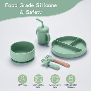 Novedades, Vajilla de Silicona de Grado Alimenticio para Bebés, Libre de BPA, Ecológica, Tazón, Cuchara, Juego de Alimentación para Bebés, a Prueba de Fugas - Product Image 3