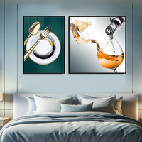 Vente chaude Nordique Abstrait Paysage Cuisine Art De Luxe Vert Vaisselle Personnalisé HD Décoration Murale Cristal Porcelaine Peinture