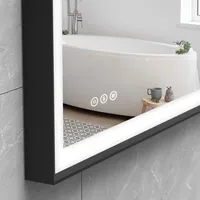 Miroir LED ovale intelligent anti-buée personnalisé par le fabricant |   Miroir tactile à 3 couleurs avec variateur d'intensité, étanche IP44, pour salon et hôtel