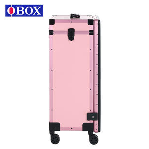 Trolley de salon rose professionnel avec miroir et tiroirs pour le rangement du maquillage et des outils de manucure, déplacement facile grâce à 4 roulettes pivotantes - Product Image 2