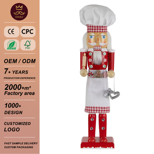 Schiaccianoci in Legno con Mattarello, Figura Natalizia - 38 cm - Bianco e <span class=keywords><strong>Rosso</strong></span>, Regalo per Chef e Decorazione Domestica - Product Image 1