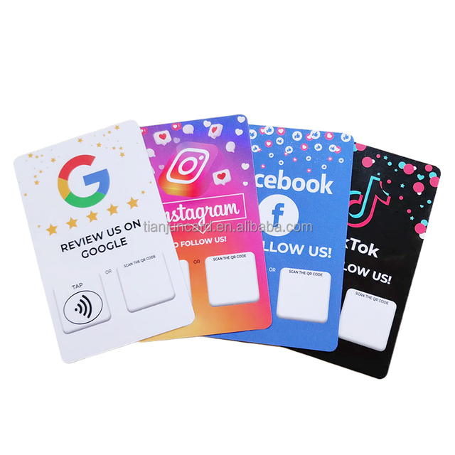 Custom Printed NFC Cards Google Contactless Review Card Social Media Business Card