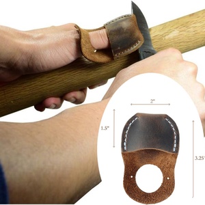 Cowhide Half-Finger Anti-Slip Thumb Protector Genuine Leather Gloves for Woodworking Carving Craftsman - Product Image 3