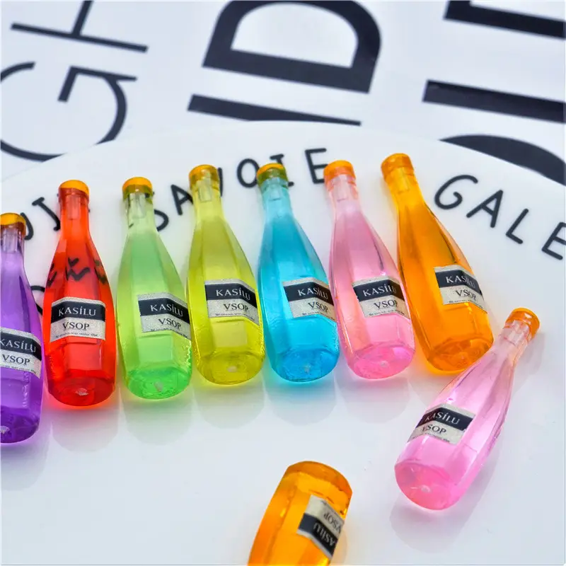 Simulation creative mini DIY wine bottle beverage bottle resin material cute food play pendant mobile phone shell accessories