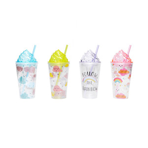 Nuevos productos 2020 de papel de doble pared insertar reutilizable bebiendo tazas 16oz vaso de plástico con paja y tapas - Product Image 4