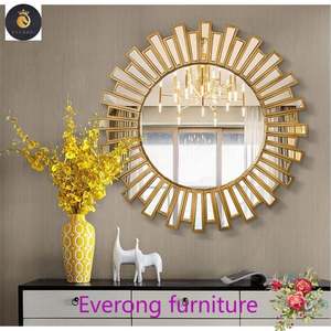 Venta al por mayor de Espejos de decoración de pared de muebles de madera pintados en oro Espejo de pared dorado Espejos Miroir Muebles Meubles Mobles - Product Image 2