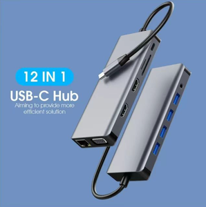 12 trong 1 máy tính xách tay Docking Station <span class=keywords><strong>USB</strong></span> HUB 4k <span class=keywords><strong>Dual</strong></span> Monitor <span class=keywords><strong>Adapter</strong></span> với 2 HDTV RJ45 100W PD SD Card Reader đối với MacBook XPS Dell - Product Image 2