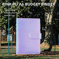 Carnet de budget A6 en cuir PU rose, couverture souple, reliure à anneaux, 80 feuilles, pour mariage, organisateur d'argent, couleurs vives UV, vente en gros