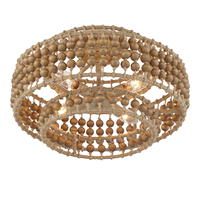 Lustre rustique en perles de bois style ferme avec corde en macramé et chaîne marron, luminaire de plafond pour salle à manger et boutique
