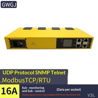 Gelongtu Smart PDU 19 pouces pour armoire, montage horizontal en rack, 4 prises, 110-415V 200A, programmation Python, SNMP