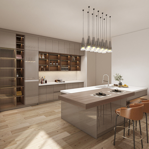 Armoires de cuisine sur mesure avec évier et îlot Armoires de cuisine sur mesure avec îlot de rangement Meubles de maison - Product Image 1