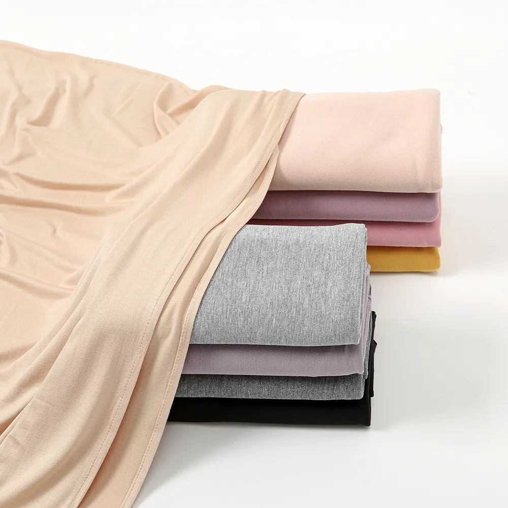 Cachecol Hijab de camisa premium para mulheres, bandana muçulmana de cor sólida, xale elástico de algodão, produtos quentes da moda