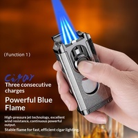 Nouveau style – Briquet multifonctionnel 5-en-1 pour cigares, personnalisé pour homme, créatif, coupe-vent, grande capacité, rechargeable