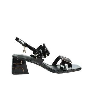 Sandalias de Tacón para Mujer Laura Biagiotti 9039, Sandalias de Tacón Cuadrado con Correa en el Tobillo, de Charol Negro - Product Image 4