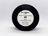 Pita Transfer Termal Umum N809 Wax 110mm X 300m 450m 600m Hitam untuk Printer Barcode, Label Harga, dan Label Logistik