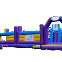 Parc de jeux gonflable géant personnalisé pour enfants, parc d'attractions extérieur avec obstacles, toboggan en PVC UV