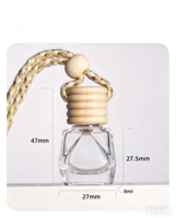Flacon diffuseur de parfum en verre transparent de 8 ml, forme ronde, pour voiture, avec bouchon à vis, emballage personnalisé en boîte, impression sérigraphique